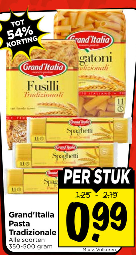 Grand Italia   spaghetti, fusilli folder aanbieding bij  Vomar - details