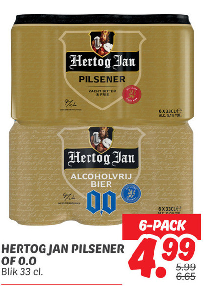 Hertog Jan   blikje bier, alcoholvrij bier folder aanbieding bij  Dekamarkt - details