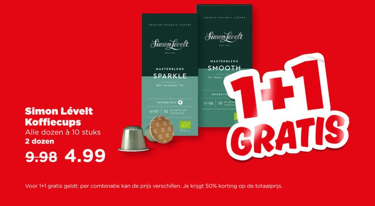 Simon Levelt   koffiecups folder aanbieding bij  Plus - details