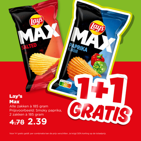 Lays   chips folder aanbieding bij  Plus - details