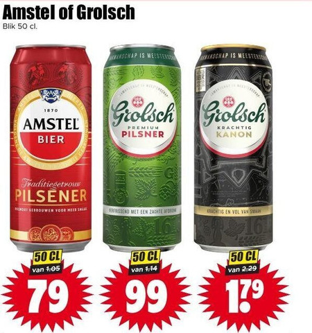 Amstel   blikje bier folder aanbieding bij  Dirk - details
