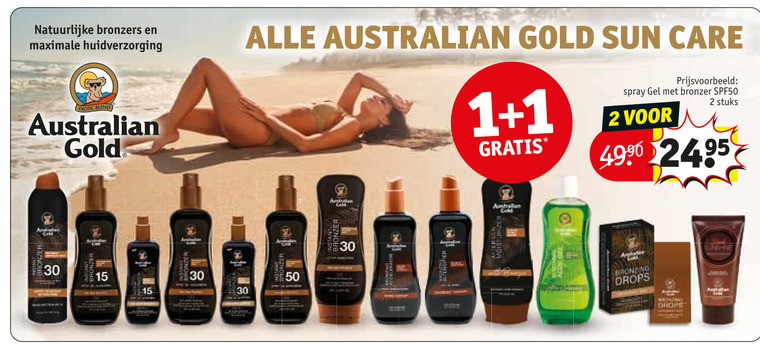 Australian Gold   zonnebrandolie folder aanbieding bij  Kruidvat - details