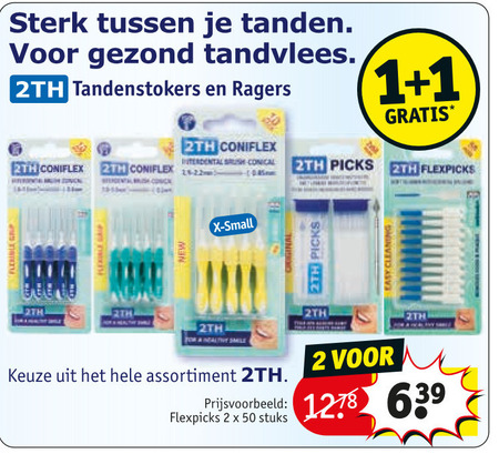 2TH   tandenstokers, interdentale ragers folder aanbieding bij  Kruidvat - details