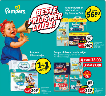 Pampers   luierbroekjes, luiers folder aanbieding bij  Kruidvat - details