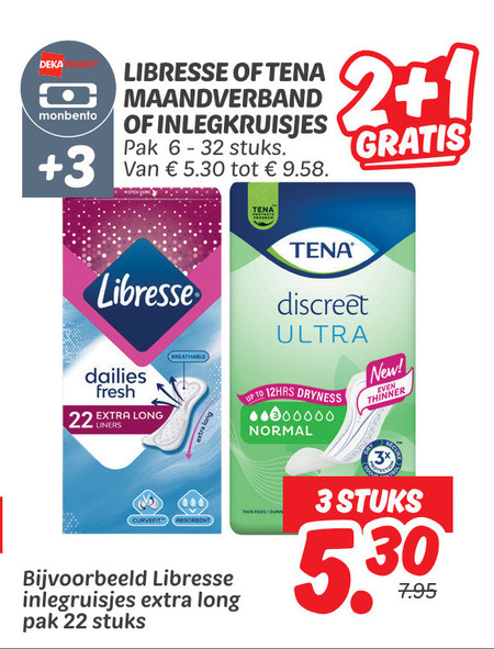 Libresse   inlegkruisjes, maandverband folder aanbieding bij  Dekamarkt - details