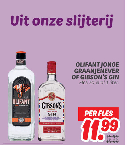 Olifant   jenever, gin folder aanbieding bij  Dekamarkt - details