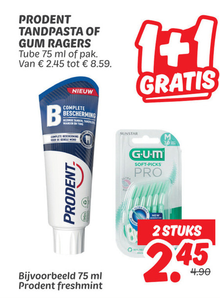 G.U.M.   tandpasta, tandenstokers folder aanbieding bij  Dekamarkt - details