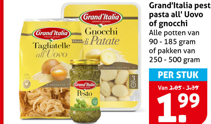 Grand Italia   pesto, tagliatelle folder aanbieding bij  Hoogvliet - details