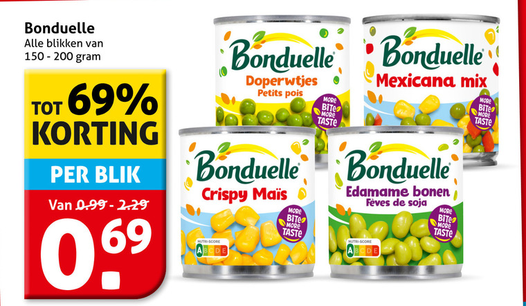Bonduelle   groenteconserven folder aanbieding bij  Hoogvliet - details