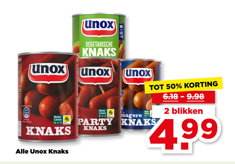 Unox   knakworst folder aanbieding bij  Plus - details
