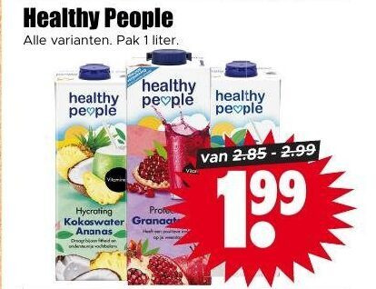 Healthy People   vruchtensap folder aanbieding bij  Dirk - details