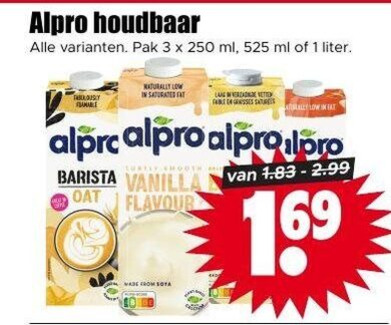 Alpro   soja melk folder aanbieding bij  Dirk - details