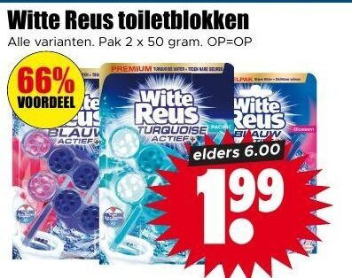 Witte Reus   toiletblok folder aanbieding bij  Dirk - details