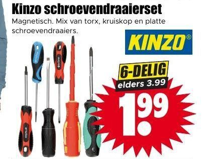Kinzo   schroevendraaier folder aanbieding bij  Dirk - details