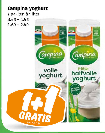 Campina   yoghurt folder aanbieding bij  Poiesz - details