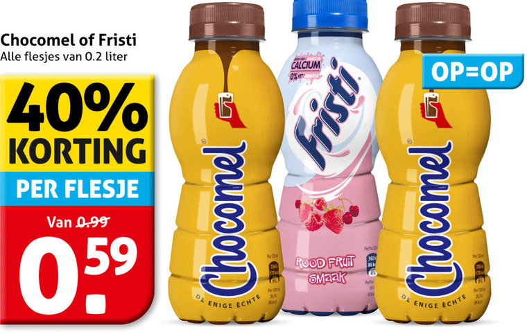 Fristi   chocolademelk, drinkyoghurt folder aanbieding bij  Hoogvliet - details