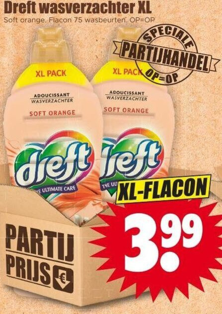 Dreft   wasverzachter folder aanbieding bij  Dirk - details