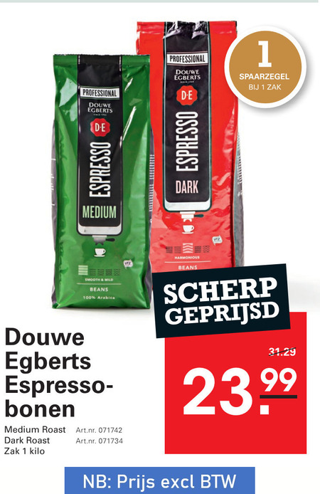 Douwe Egberts   koffiebonen folder aanbieding bij  Sligro - details