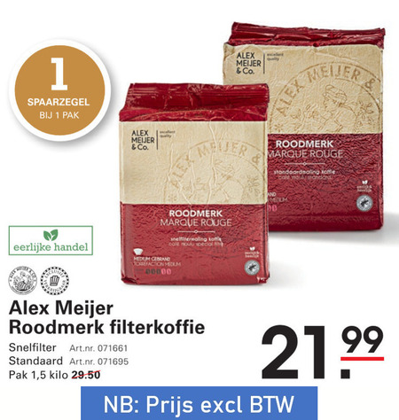 Alex Meijer   koffie folder aanbieding bij  Sligro - details