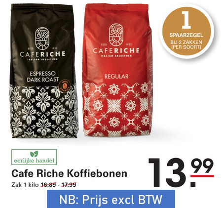 Cafe Riche   koffiebonen folder aanbieding bij  Sligro - details