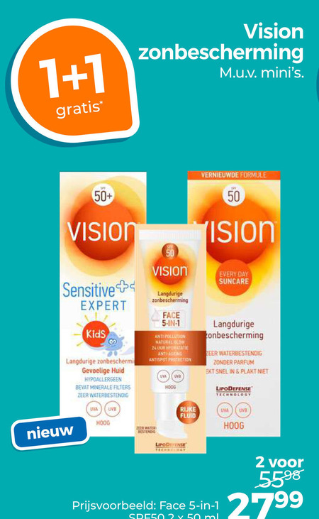 Vision   zonnebrandolie folder aanbieding bij  Trekpleister - details