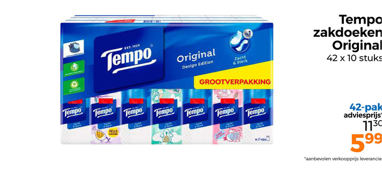 Tempo   zakdoek folder aanbieding bij  Trekpleister - details