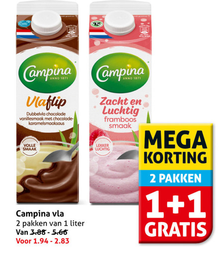 Campina   vla folder aanbieding bij  Hoogvliet - details