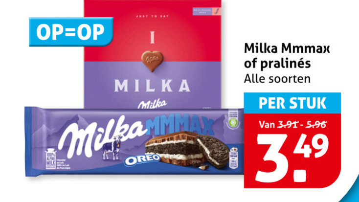 Milka   chocolade folder aanbieding bij  Hoogvliet - details