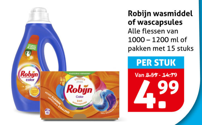 Robijn   wasmiddel folder aanbieding bij  Hoogvliet - details