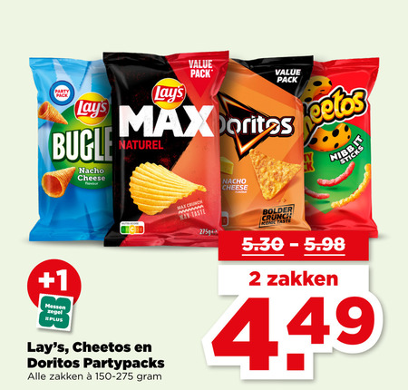 Cheetos   chips, zoutje folder aanbieding bij  Plus - details