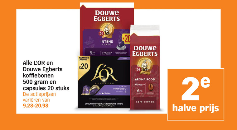 douwe egberts l or koffiebonen koffiecups 20 500 capsules stuks varieeren aluminium 8 12 lungo espresso ge profondo ground coffee mcafee aroma rood evenwichtig rond 6 2e halve folder aanbieding bij Albert Heijn Douwe Egberts koffiebonen, koffiecups folder aanbieding bij Albert Heijn - details
