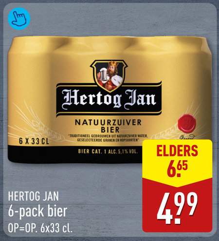 Hertog Jan   blikje bier folder aanbieding bij  Aldi - details