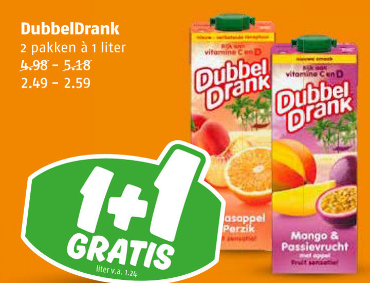 Dubbeldrank   fruitdrank folder aanbieding bij  Poiesz - details