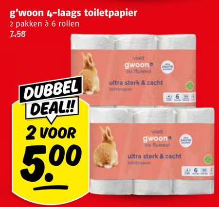 Gwoon   toiletpapier folder aanbieding bij  Poiesz - details