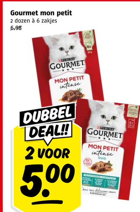 gourmet kattenvoer 2 6 500 petit dozen zakjes xpurina intense 6x dubbel deal purina duo folder aanbieding bij Poiesz Gourmet kattenvoer folder aanbieding bij Poiesz - details