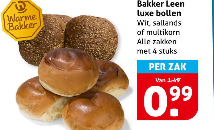 bolletjes 4 warme bakker luxe bollen wit sallands multikorn zakken stuks zak folder aanbieding bij Hoogvliet
