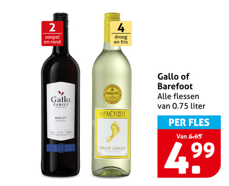 Barefoot   rode wijn, witte wijn folder aanbieding bij  Hoogvliet - details