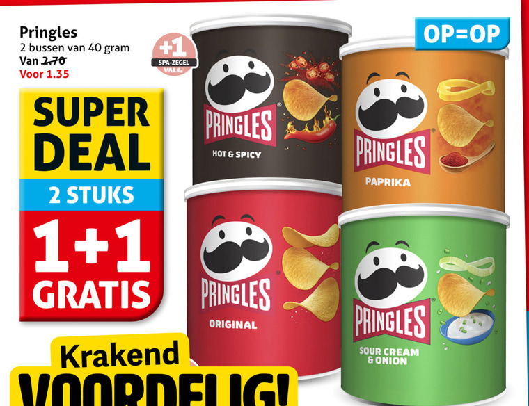 Pringles   chips folder aanbieding bij  Hoogvliet - details