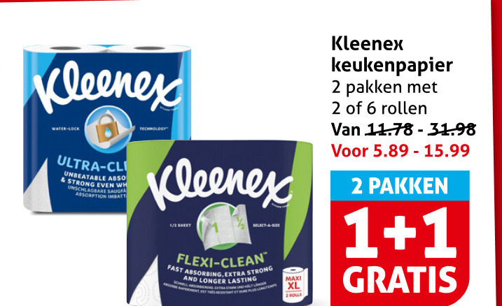 Kleenex   keukenpapier folder aanbieding bij  Hoogvliet - details