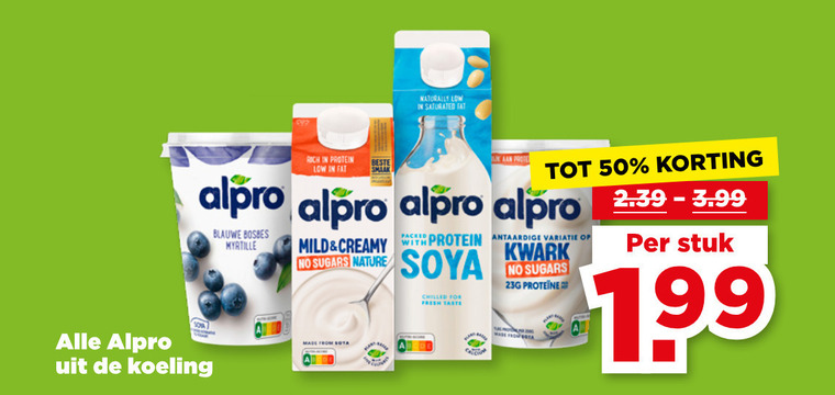 Alpro   soja melk, soja zuivel folder aanbieding bij  Plus - details