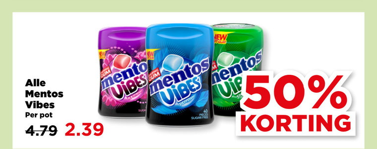 mentos kauwgom 40 50 vibes pot gum new peppermint pieces sugar free folder aanbieding bij Plus Mentos kauwgom folder aanbieding bij Plus - details