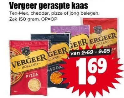 Vergeer   geraspte kaas folder aanbieding bij  Dirk - details