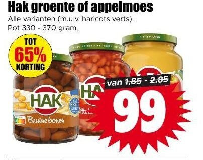 Hak   appelmoes, groenteconserven folder aanbieding bij  Dirk - details