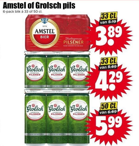 Amstel   blikje bier folder aanbieding bij  Dirk - details