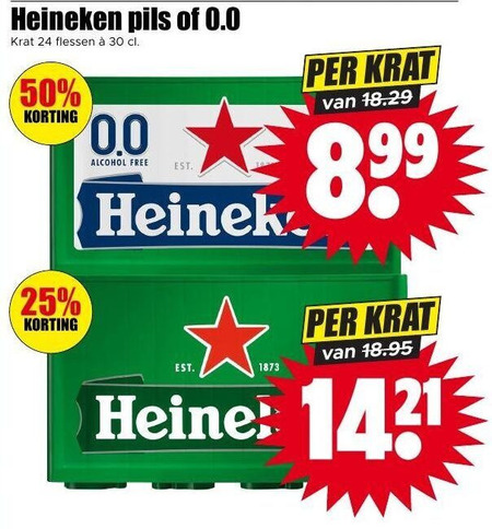 Heineken   krat bier folder aanbieding bij  Dirk - details