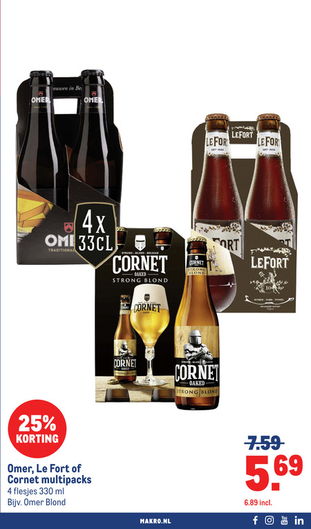 lefort omer speciaalbieren 4 25 330 anno be le for 4x traditional strong blond belgian cornet oaked fort multipacks ml donker dark brasserie you tube folder aanbieding bij Makro Omer speciaalbier folder aanbieding bij Makro - details