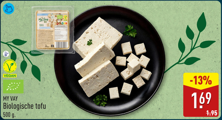 tofu 500 bio soy beans co my biologische folder aanbieding bij Aldi