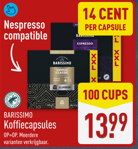 Barissimo   koffiecups folder aanbieding bij  Aldi - details