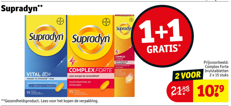 supradyn voedingssupplement 1 2 15 bayer b vital 50 lichamelijk vitaal multivitamines mineralen o.a. olijfextract vitamine tabletten tablet dag complex forte energie gezondheidsproduct lees bruistabletten sinaasappel bruistablet zoetstoffen stuks folder aanbieding bij Kruidvat Supradyn voedingssupplement folder aanbieding bij Kruidvat - details