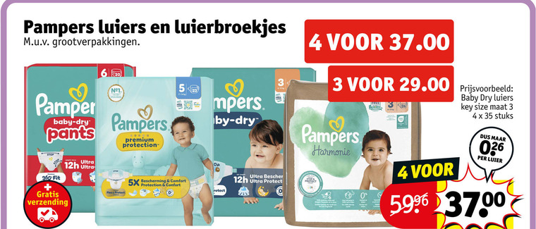 Pampers   luiers, luierbroekjes folder aanbieding bij  Kruidvat - details